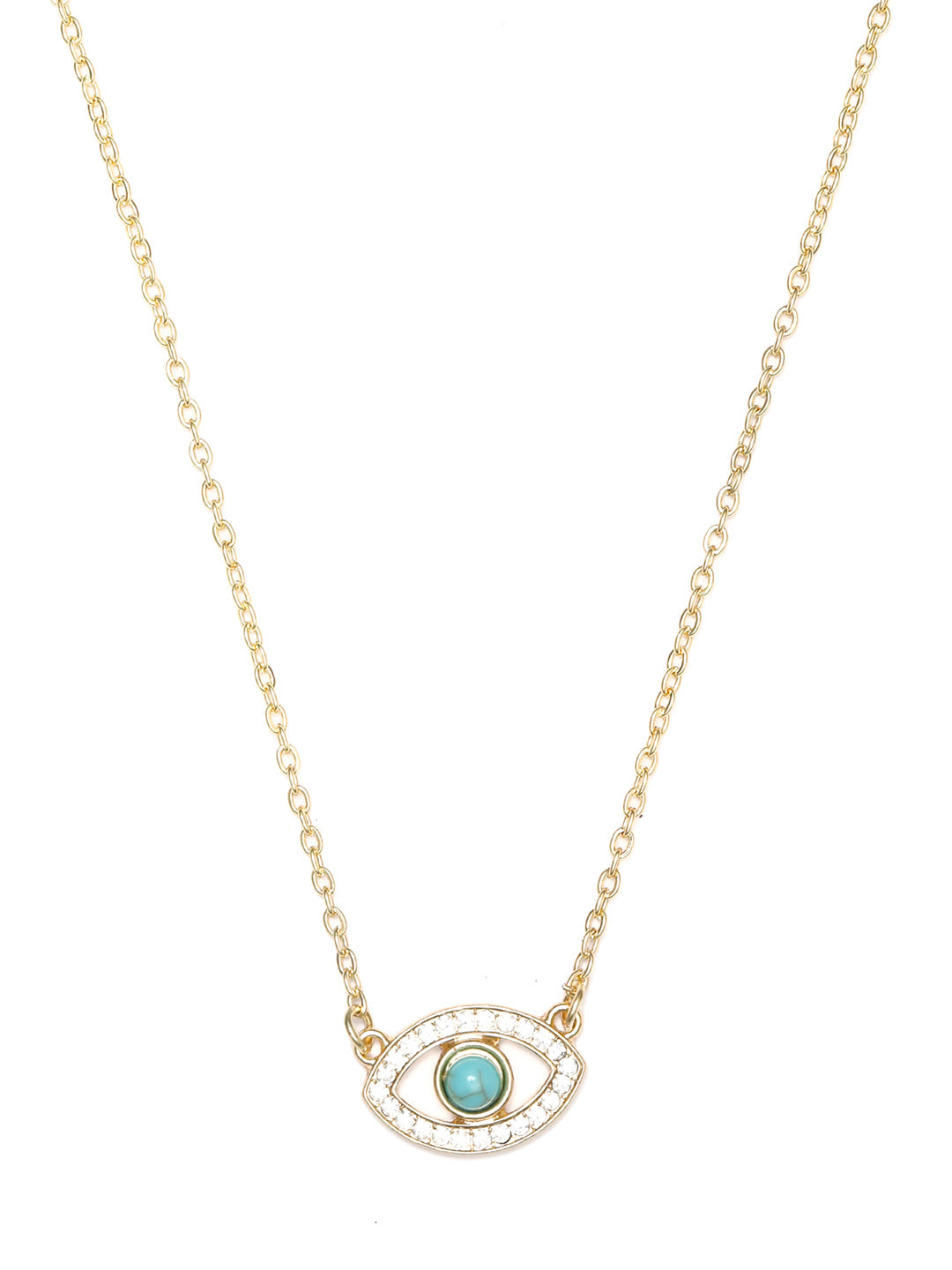 Women's Teal Stones Gold-Plated Evil Eye Pendant - Priyaasi