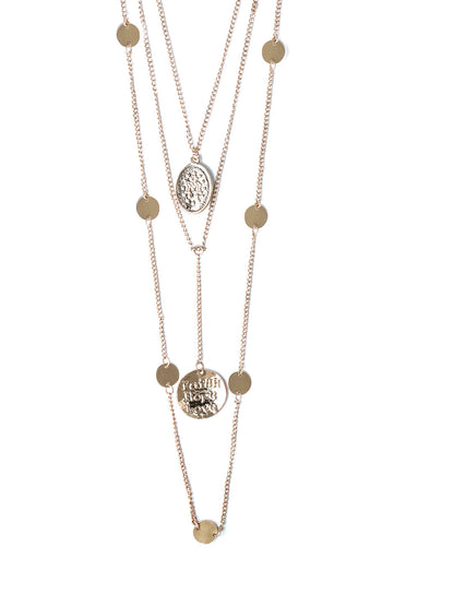 Women's Prita Faith Love Hope Coin Layered Necklace - Priyaasi