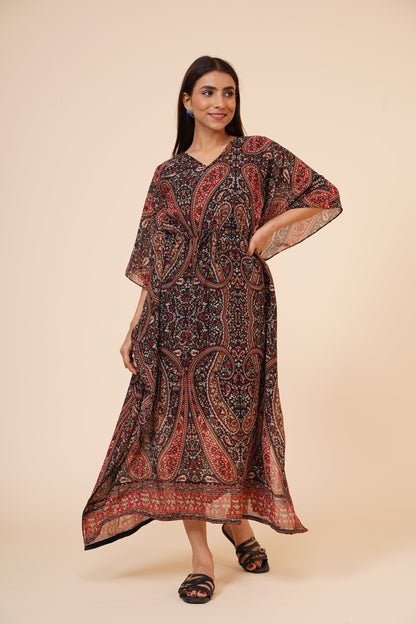 Women's Casual Printed Kaftan With Adjustable String And Inner