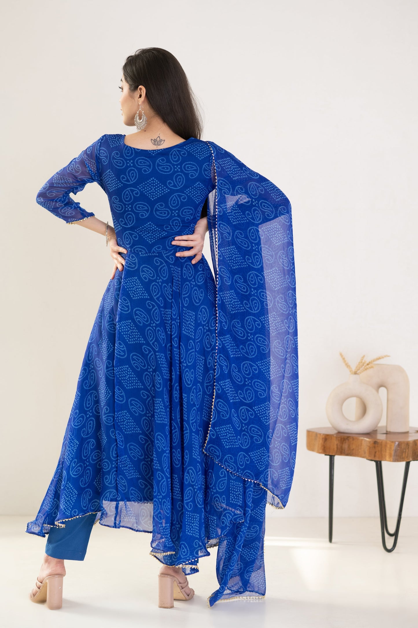 Women's Blue Bandhani Suit Set