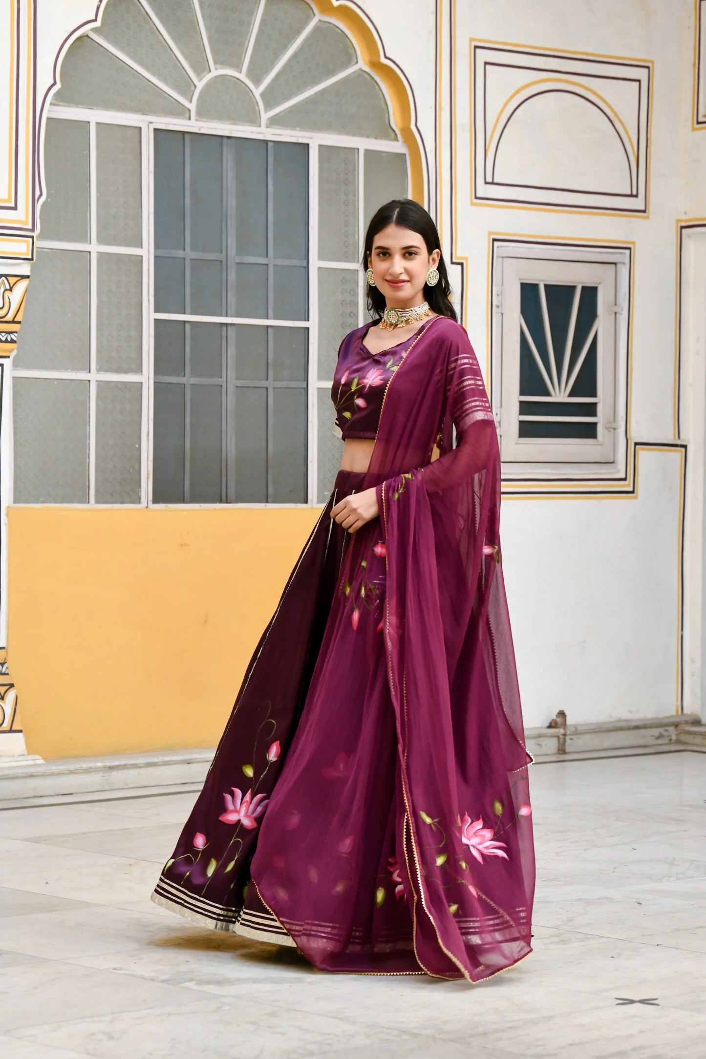 Women's Dark Purple Lehenga Choli- (3Pc Set)