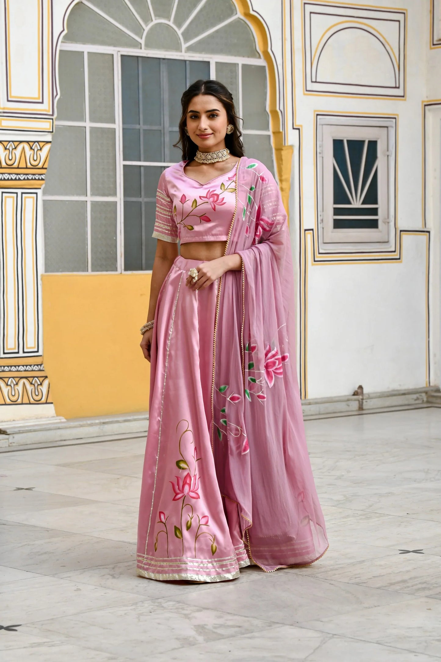 Women's Mauve Lehenga In Satin Silk- (3Pc Set)