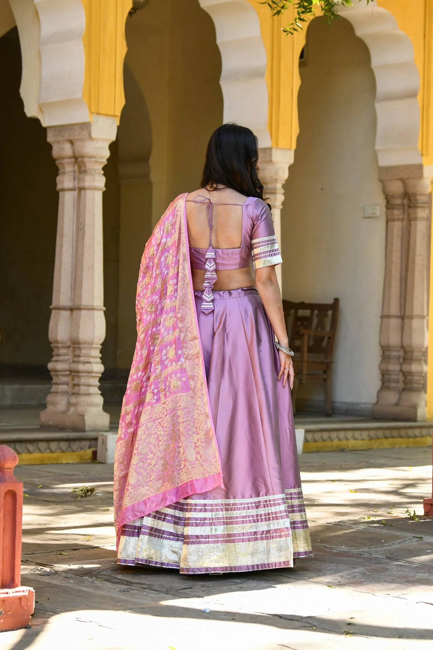 Women's Mauve Lehenga In Silk- 3Pc Set