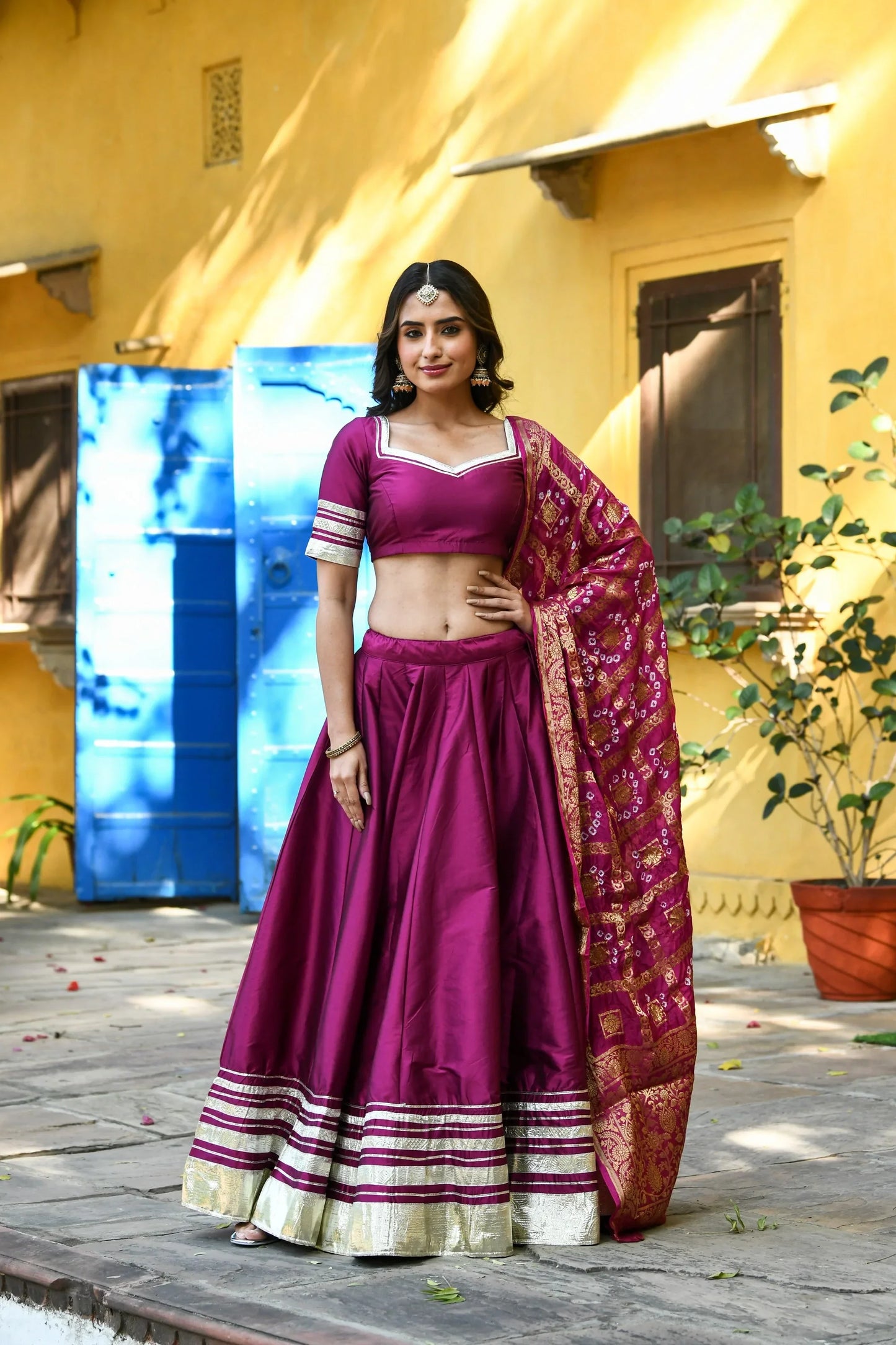 Women's Purple Lehenga Choli Set - (3Pcs)