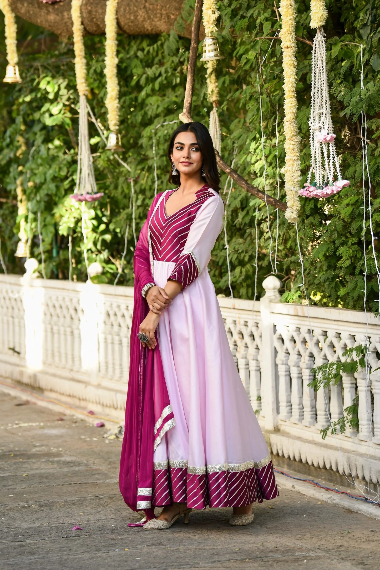 Women's Pink Anarkali Gown With Dupatta - (2Pcs)