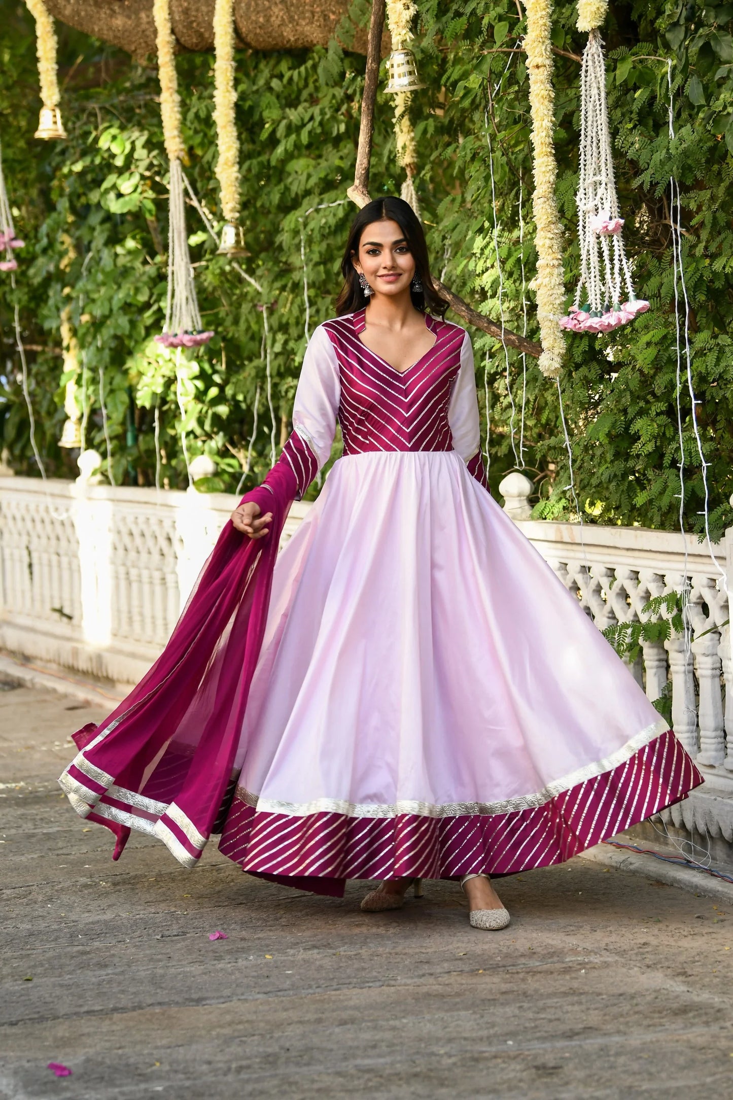 Women's Pink Anarkali Gown With Dupatta - (2Pcs)