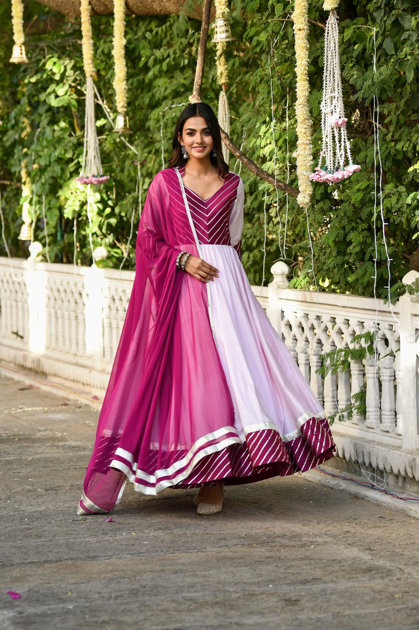 Women's Pink Anarkali Gown With Dupatta - (2Pcs)