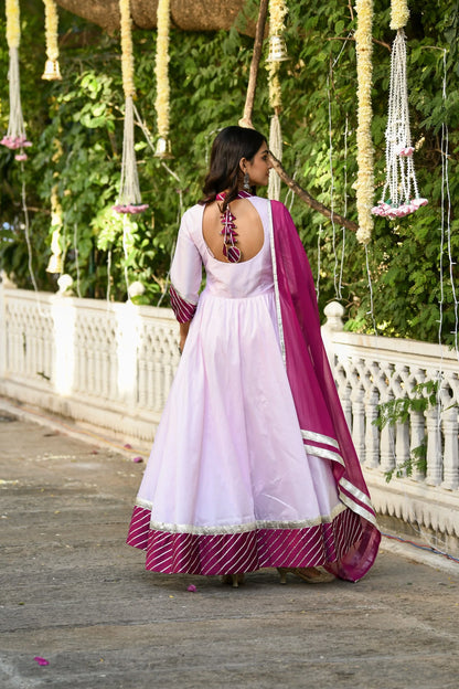 Women's Pink Anarkali Gown With Dupatta - (2Pcs)