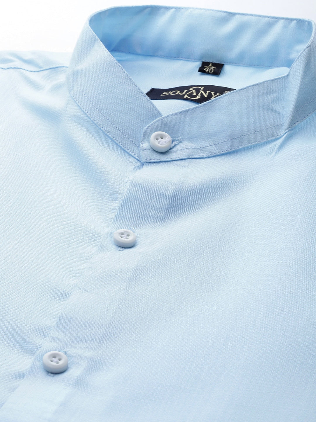 Men's Cotton Sky Blue Chinese Collar Formal Shirt