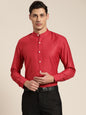 Men's Cotton Red Chinese Collar Formal Shirt