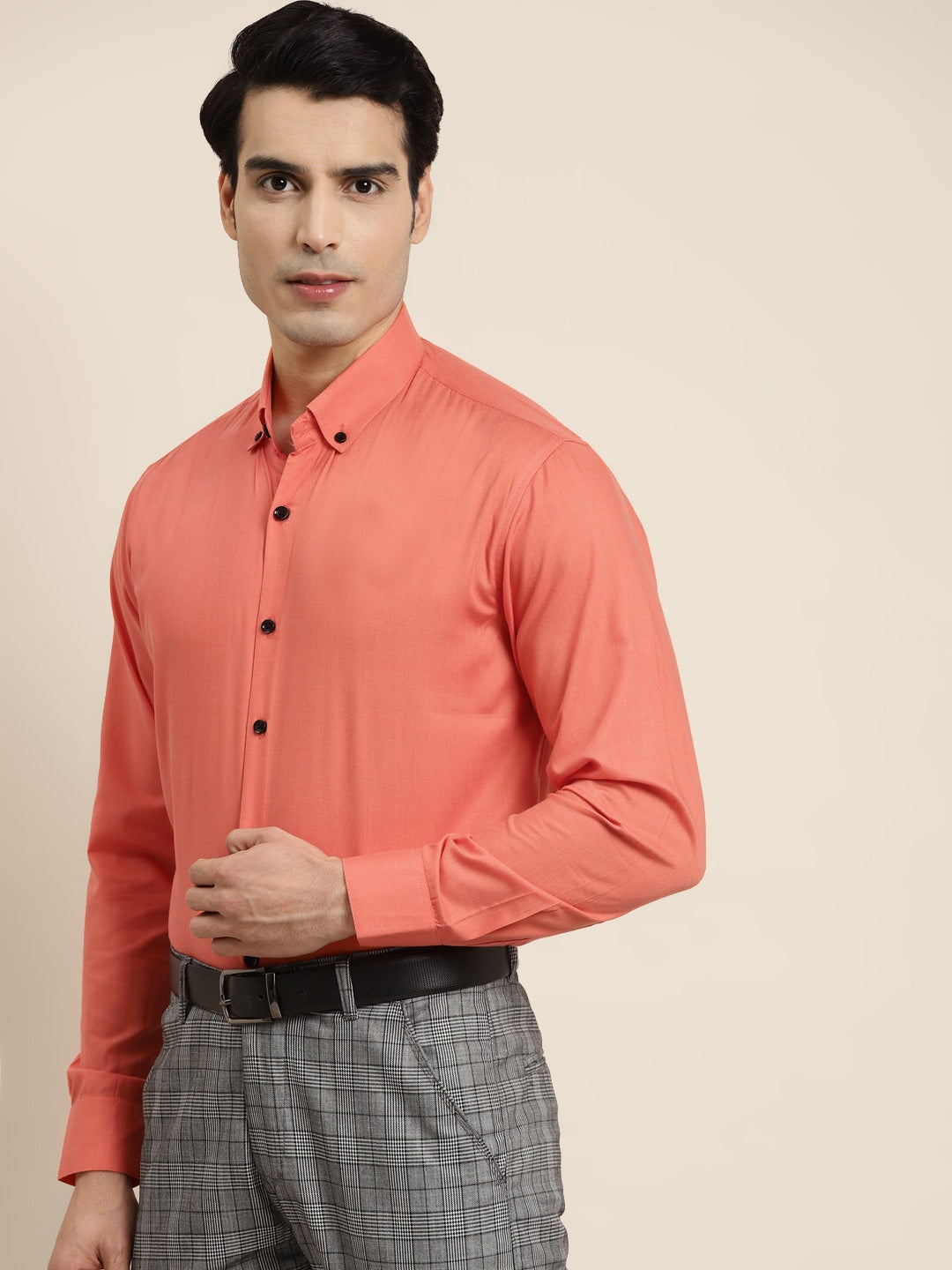 Men's Cotton Orange Formal Shirt