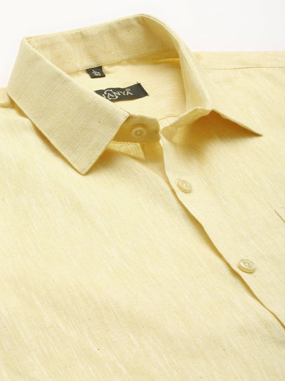 Men's Cotton Blend Lemon Classic Formal Shirt