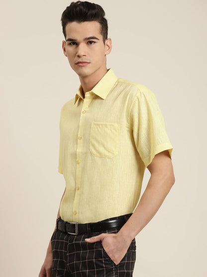 Men's Cotton Blend Lemon Classic Formal Shirt