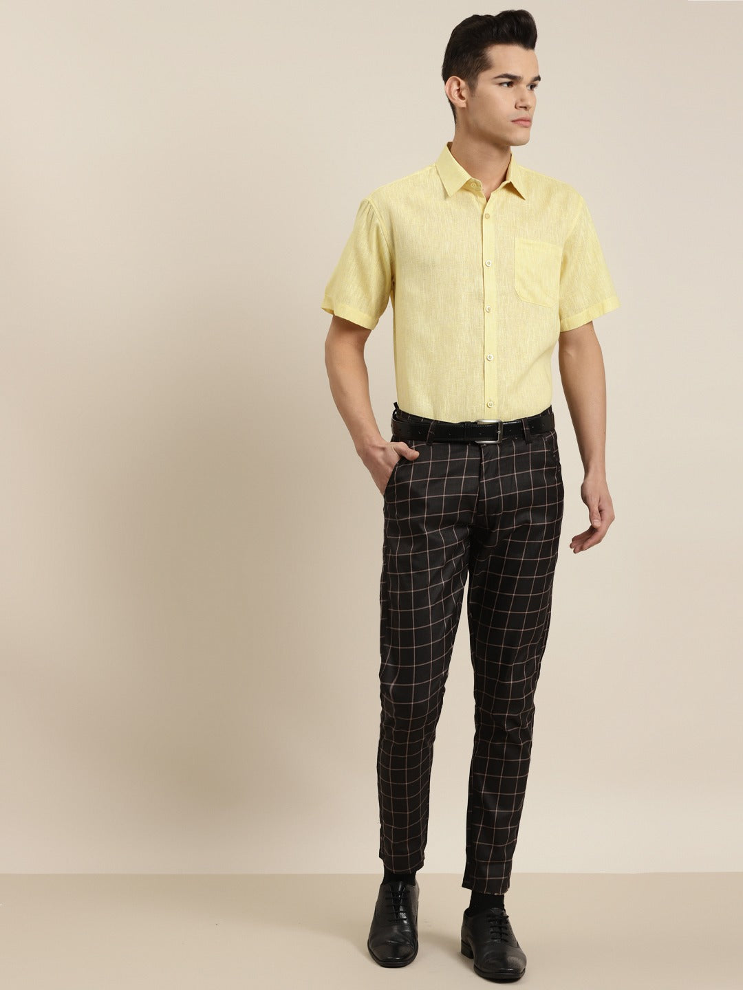 Men's Cotton Blend Lemon Classic Formal Shirt