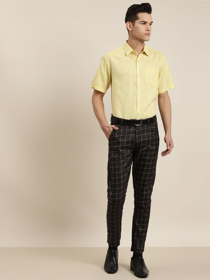 Men's Cotton Blend Lemon Classic Formal Shirt