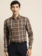 Men's Cotton Brown & White Check Formal Shirt