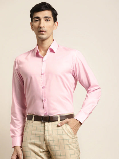 Men's Cotton Pink Plain Formal Shirt