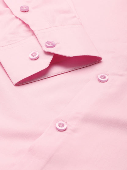 Men's Cotton Pink Plain Formal Shirt