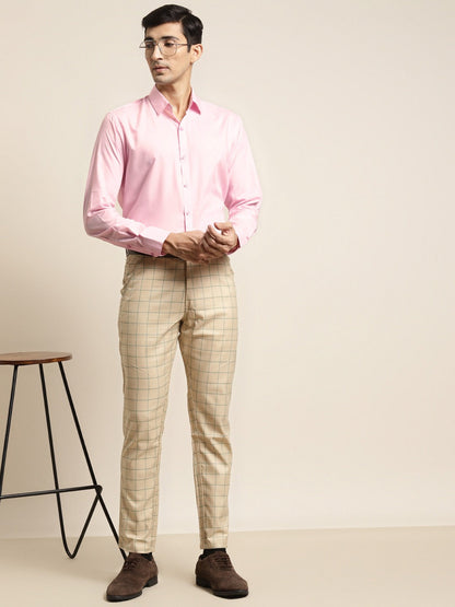 Men's Cotton Pink Plain Formal Shirt