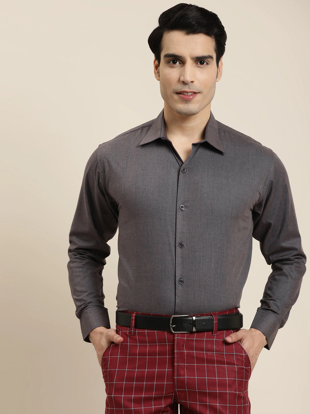 Men's Cotton Charcoal Grey Classic Formal Shirt