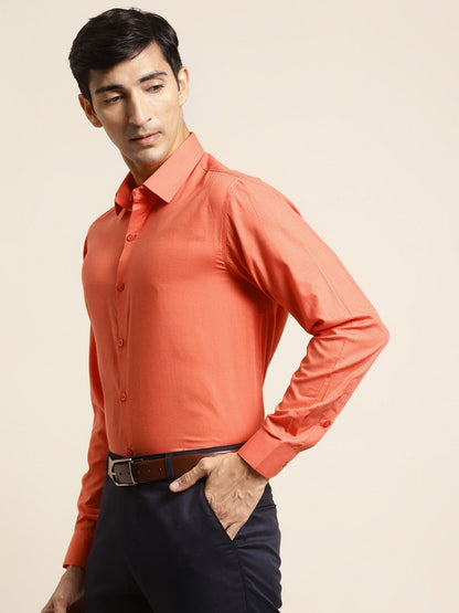 Men's Cotton Orange Classic Formal Shirt