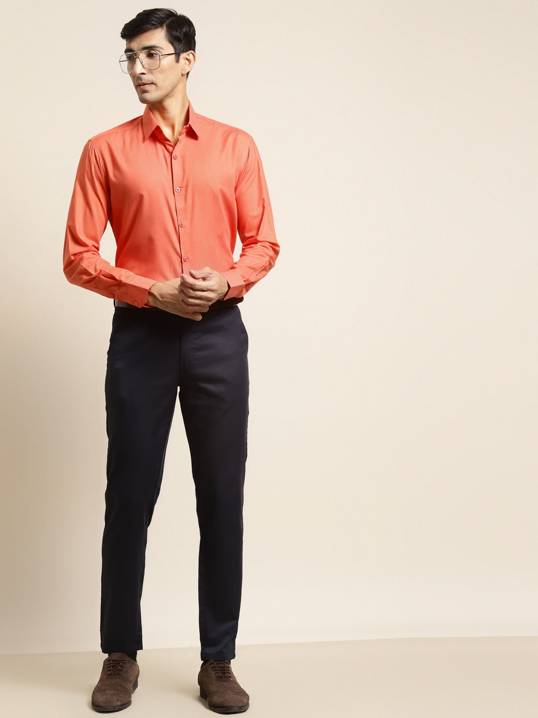 Men's Cotton Orange Classic Formal Shirt