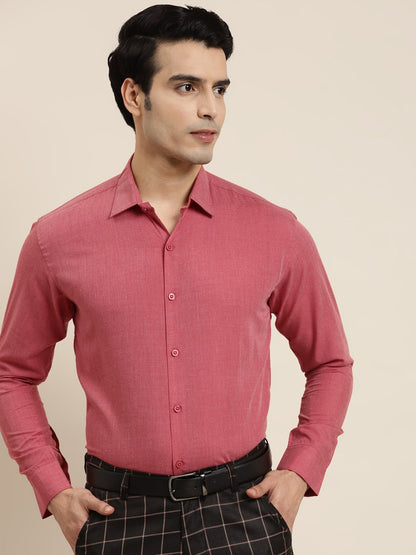 Men's Cotton Coral Red Classic Formal Shirt