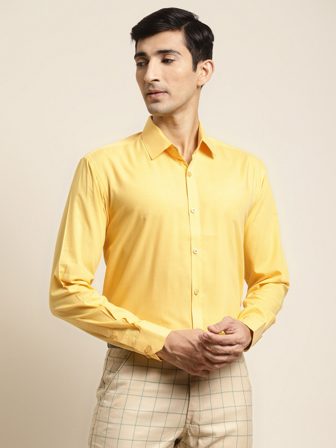 Men's Cotton Yellow Classic Formal Shirt