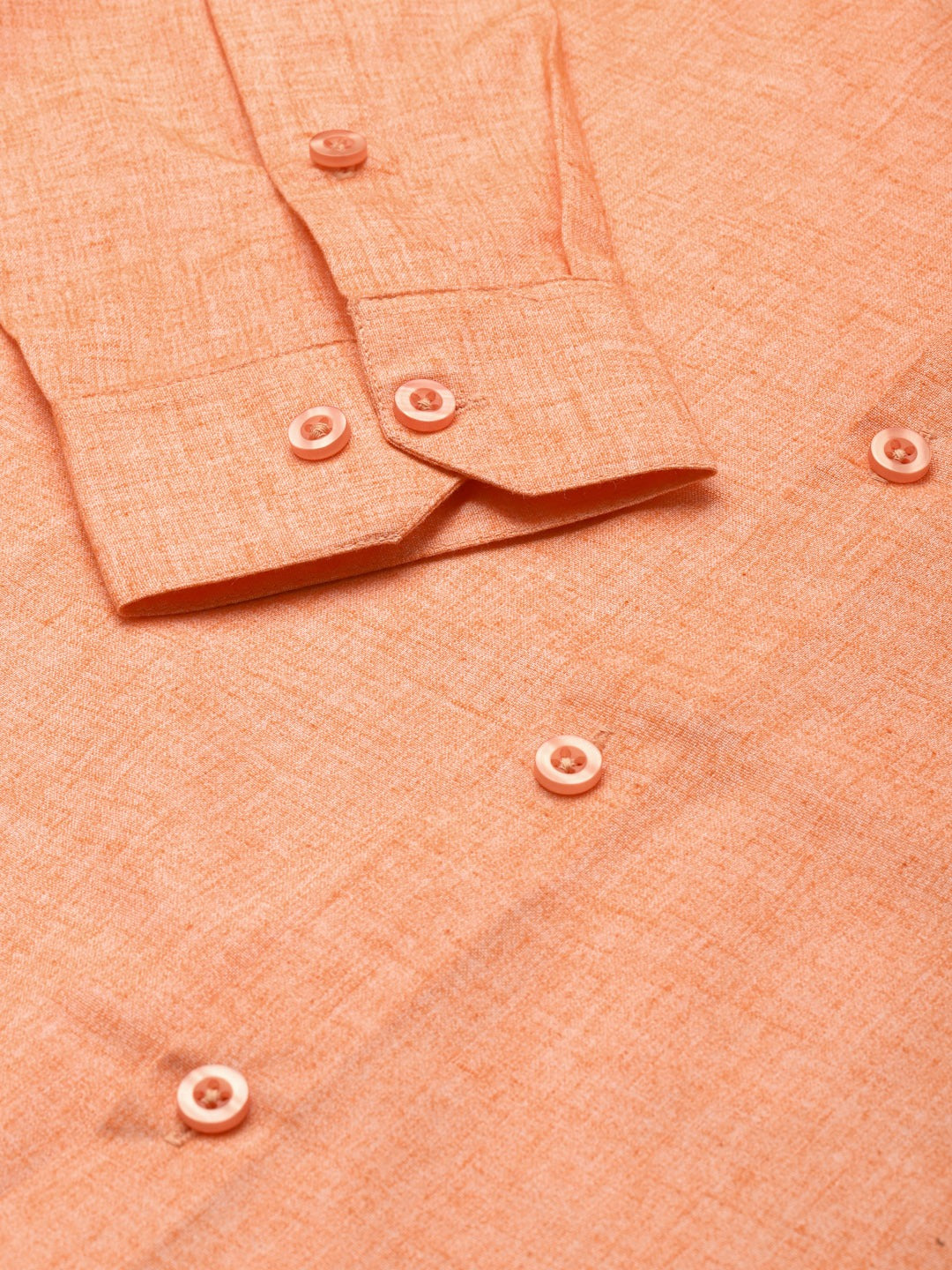 Men's Cotton Linen Orange Solid Formal Shirt