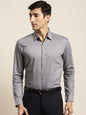 Men's Cotton Grey & Black Printed Formal Shirt