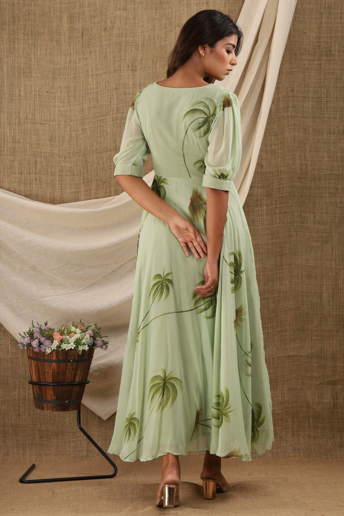 Women's Green Anarkali Dress (1Pc)