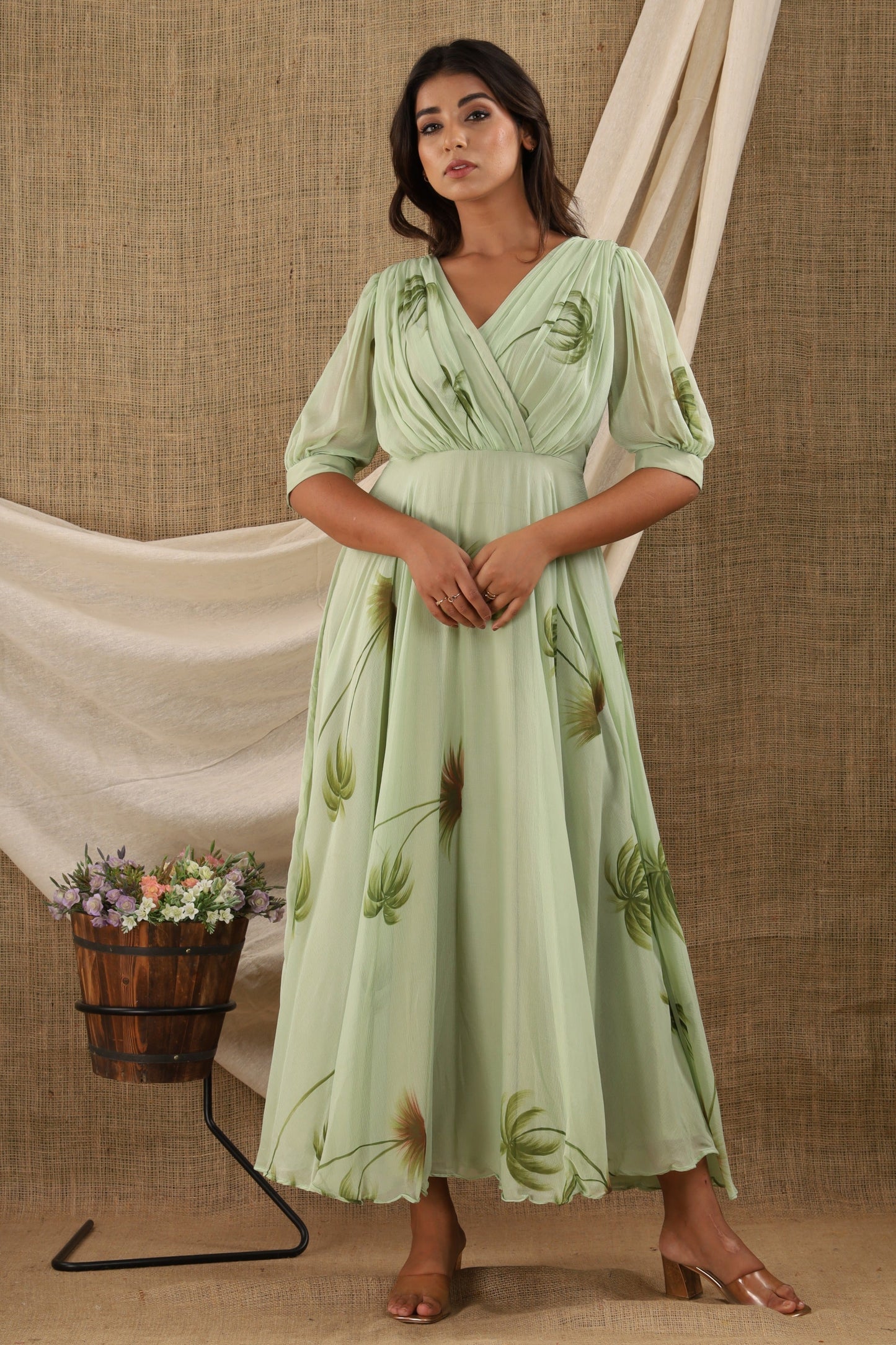 Women's Green Anarkali Dress (1Pc)