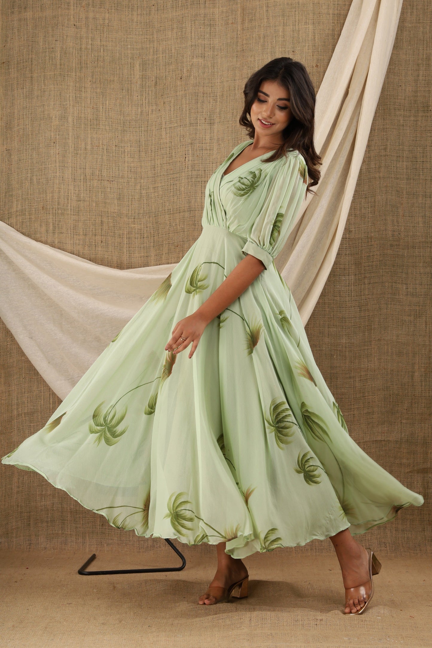 Women's Green Anarkali Dress (1Pc)