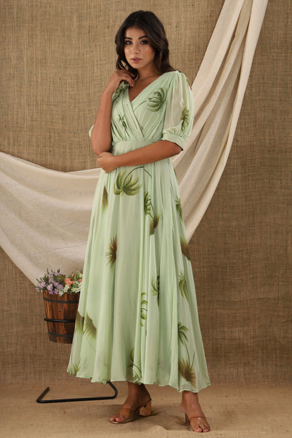 Women's Green Anarkali Dress (1Pc)