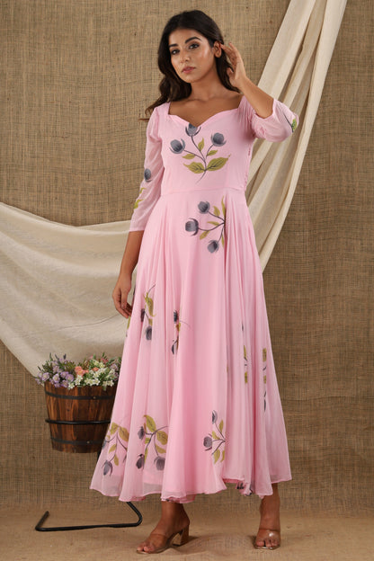 Women's Pink Anarkali Dress (1Pc)