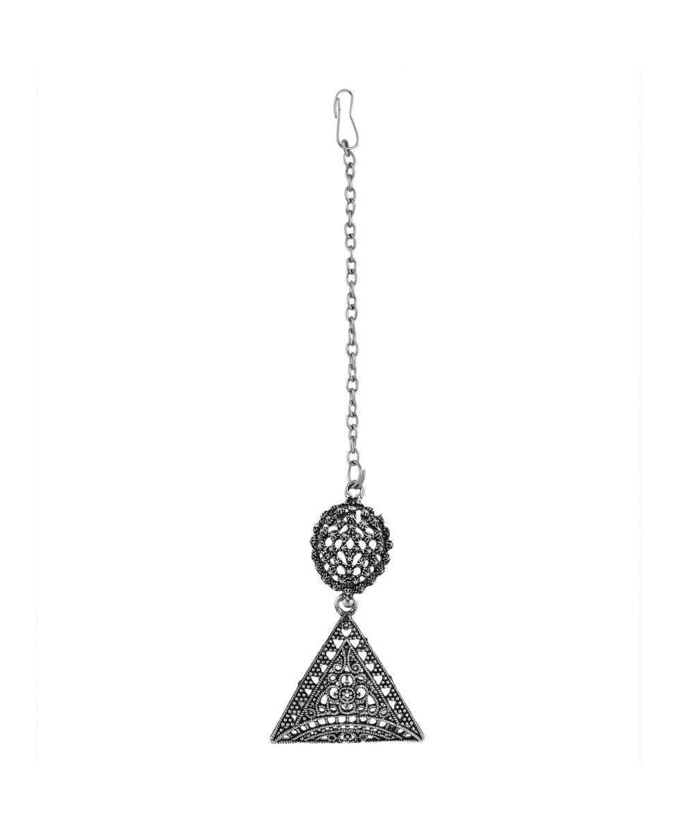 Women's Classic Oxidised Triangle shaped Neck Choker with Earring Set