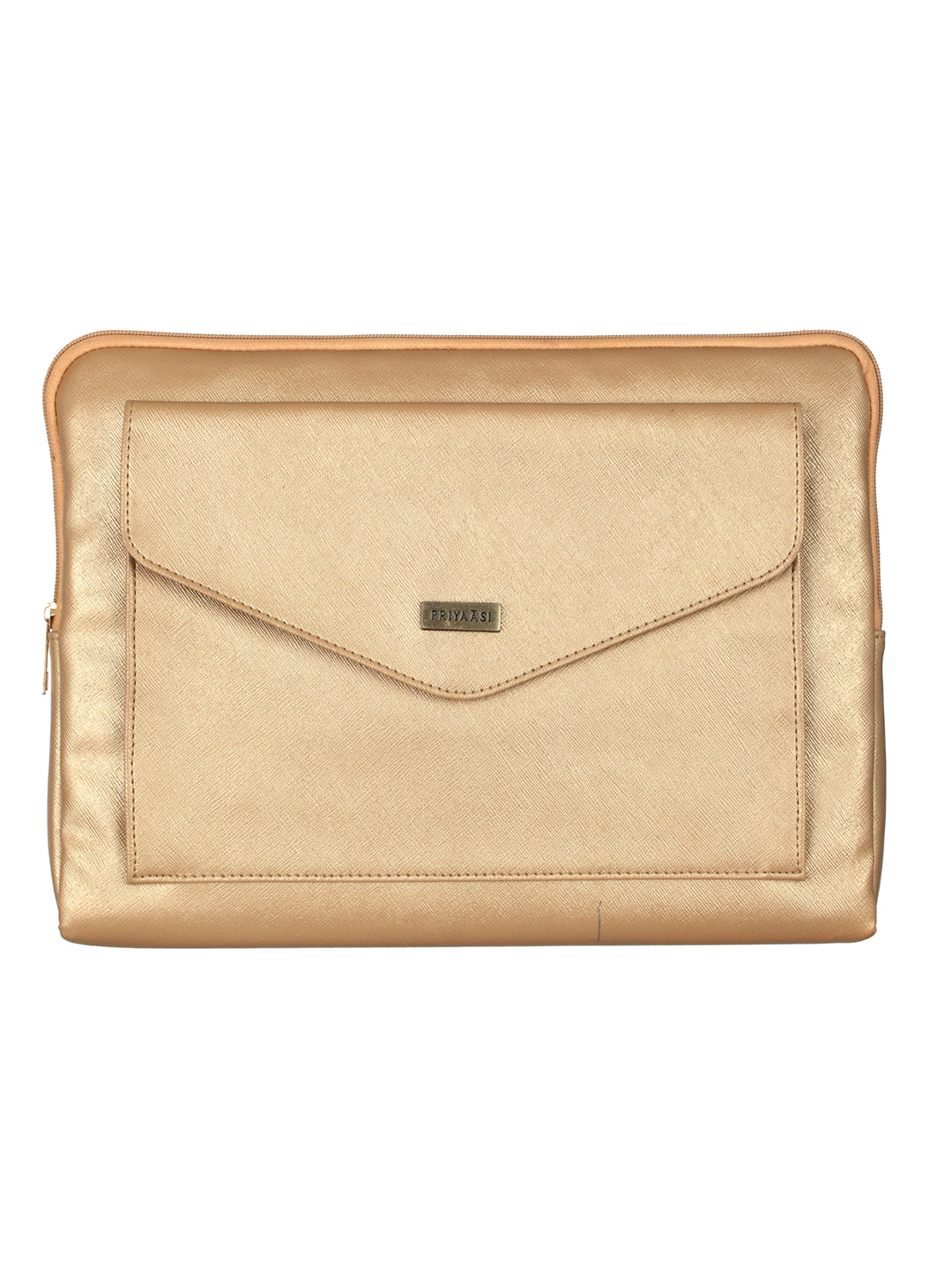 Women's Metallic Gold Solid Laptop Sleeve - Priyaasi