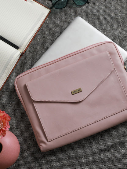 Women's Blush Pink Solid Laptop Sleeve - Priyaasi