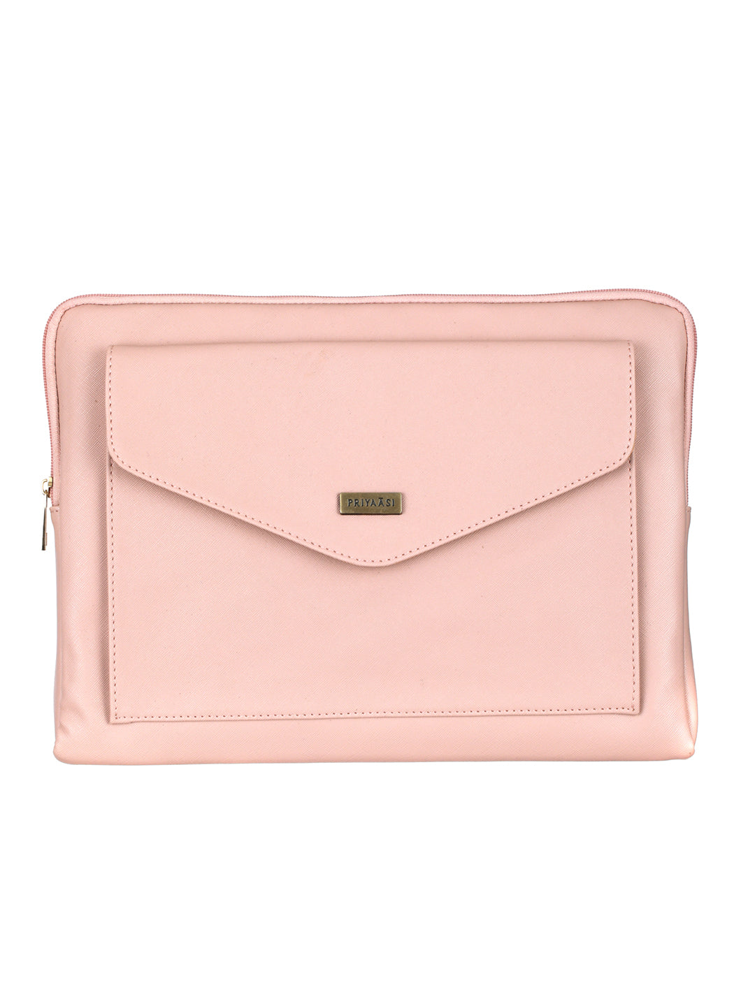 Women's Blush Pink Solid Laptop Sleeve - Priyaasi