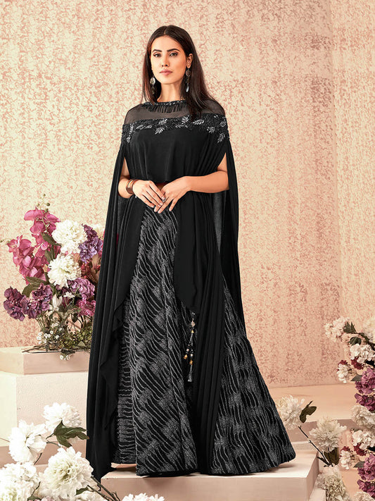 Women's Black Embroidered Florence Designer lehenga