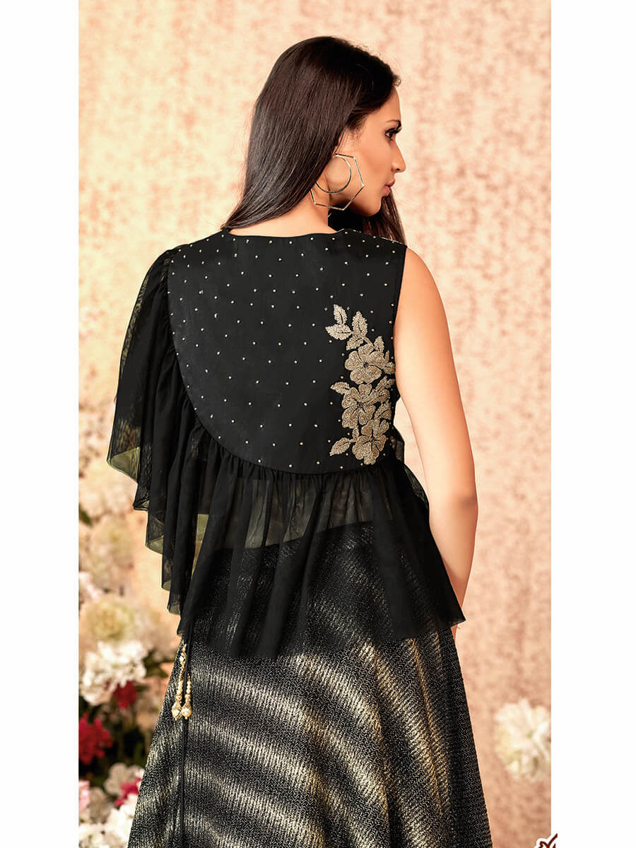 Women's Black Embroidered Florence Designer lehenga