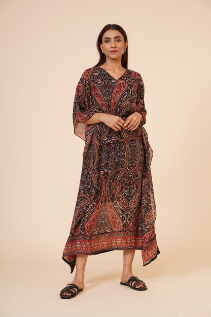 Women's Casual Printed Kaftan With Adjustable String And Inner