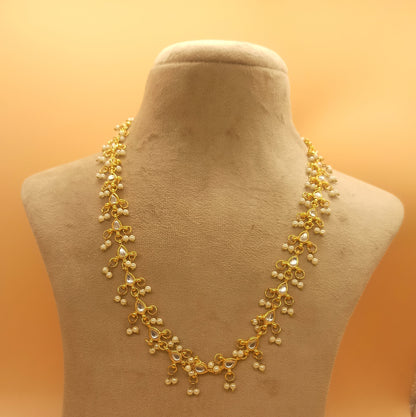 Women's Pearl Kundan Polki Single Line Necklace