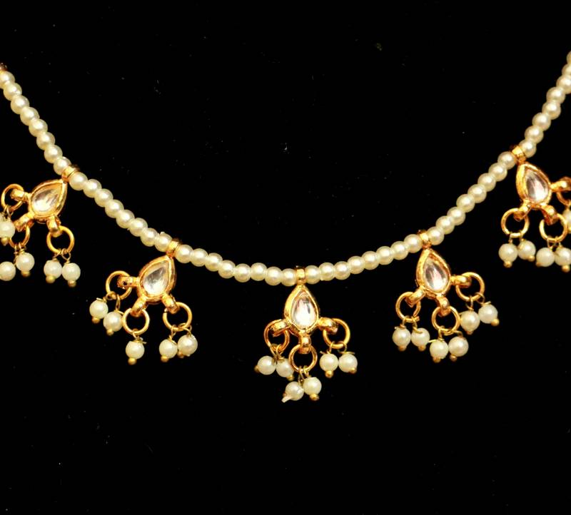 Women's White Kundan & Pearl Bead Necklace