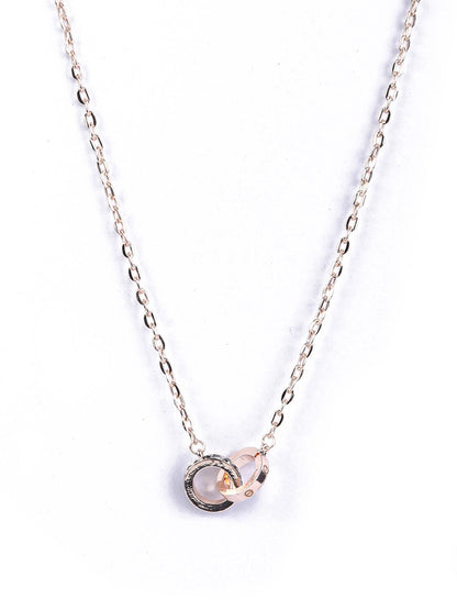 Women's Stones Studded Rose Gold Plated Pendant - Priyaasi