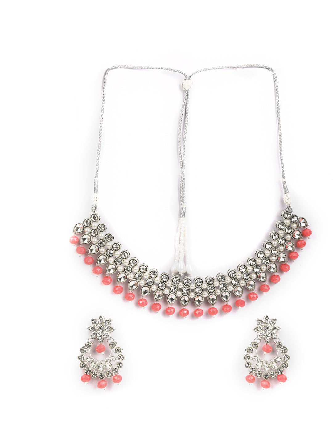 Women's Orange Silver-Plated Jewellery Sets - Priyaasi