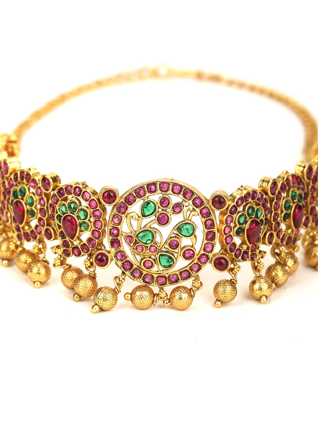 Women's Multi-Color Kemp Stones Gold Plated Choker Set - Priyaasi