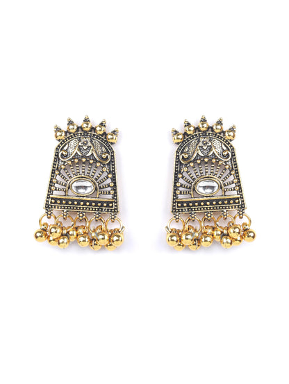 Women's Golden Gaze - Kundan Gold Plated Oxidised Jewellery Set - Priyaasi