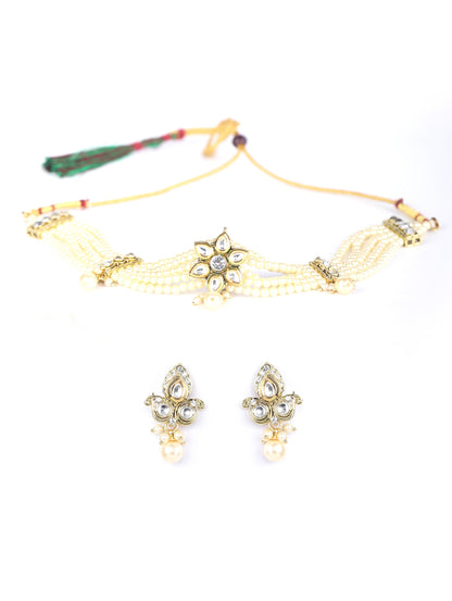 Women's Green Kundan Gold Plated Choker Set - Priyaasi