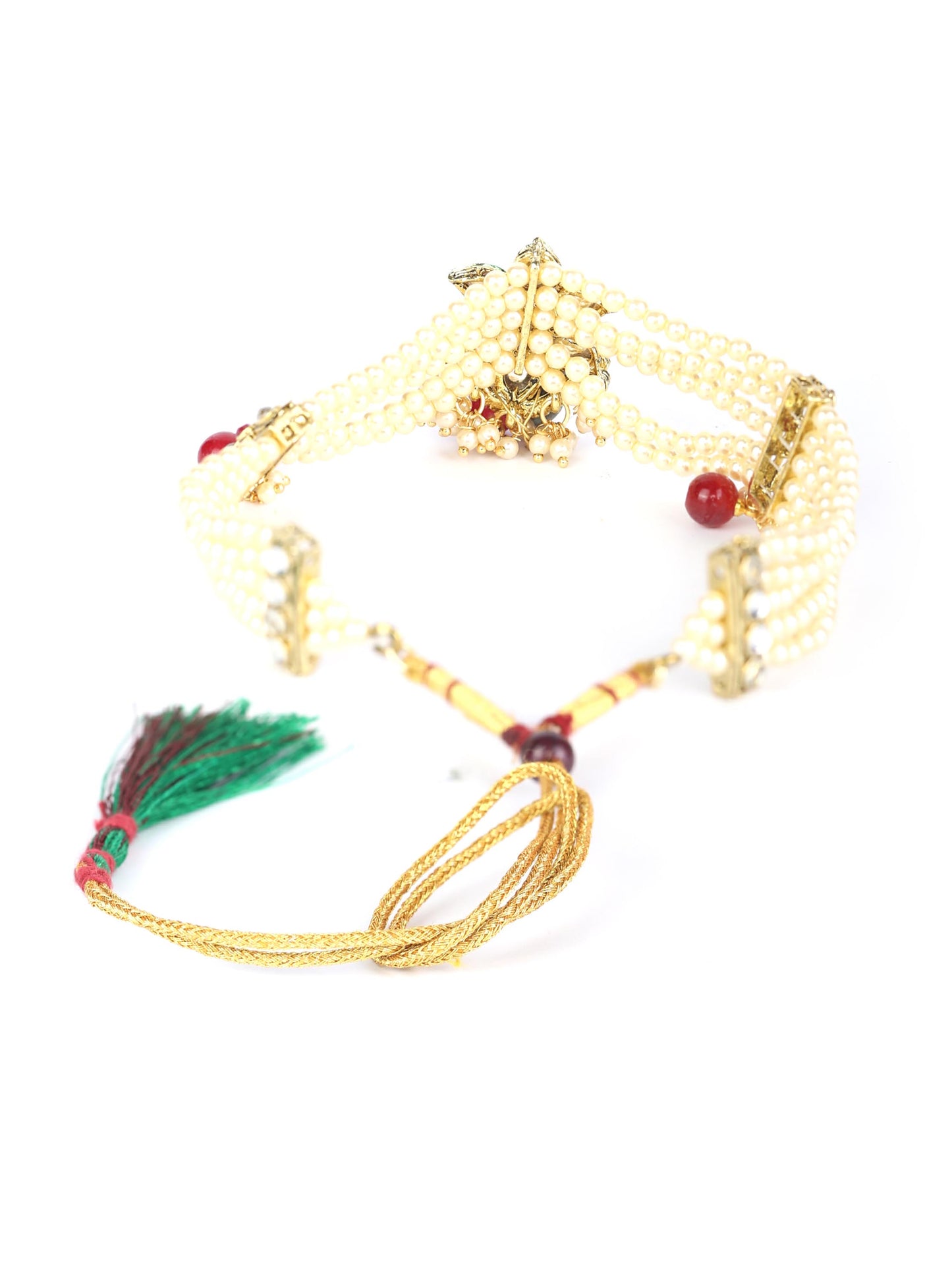 Women's Green Kundan Gold Plated Choker Set - Priyaasi